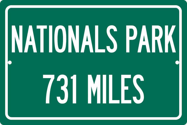 Personalized Highway Distance Sign To: Nationals Park, Home of the Washington Nationals